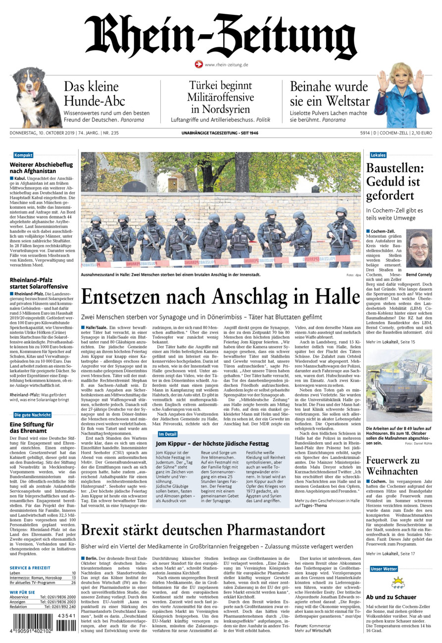 Rhein-Zeitung Kreis Cochem-Zell vom Donnerstag, 10.10.2019