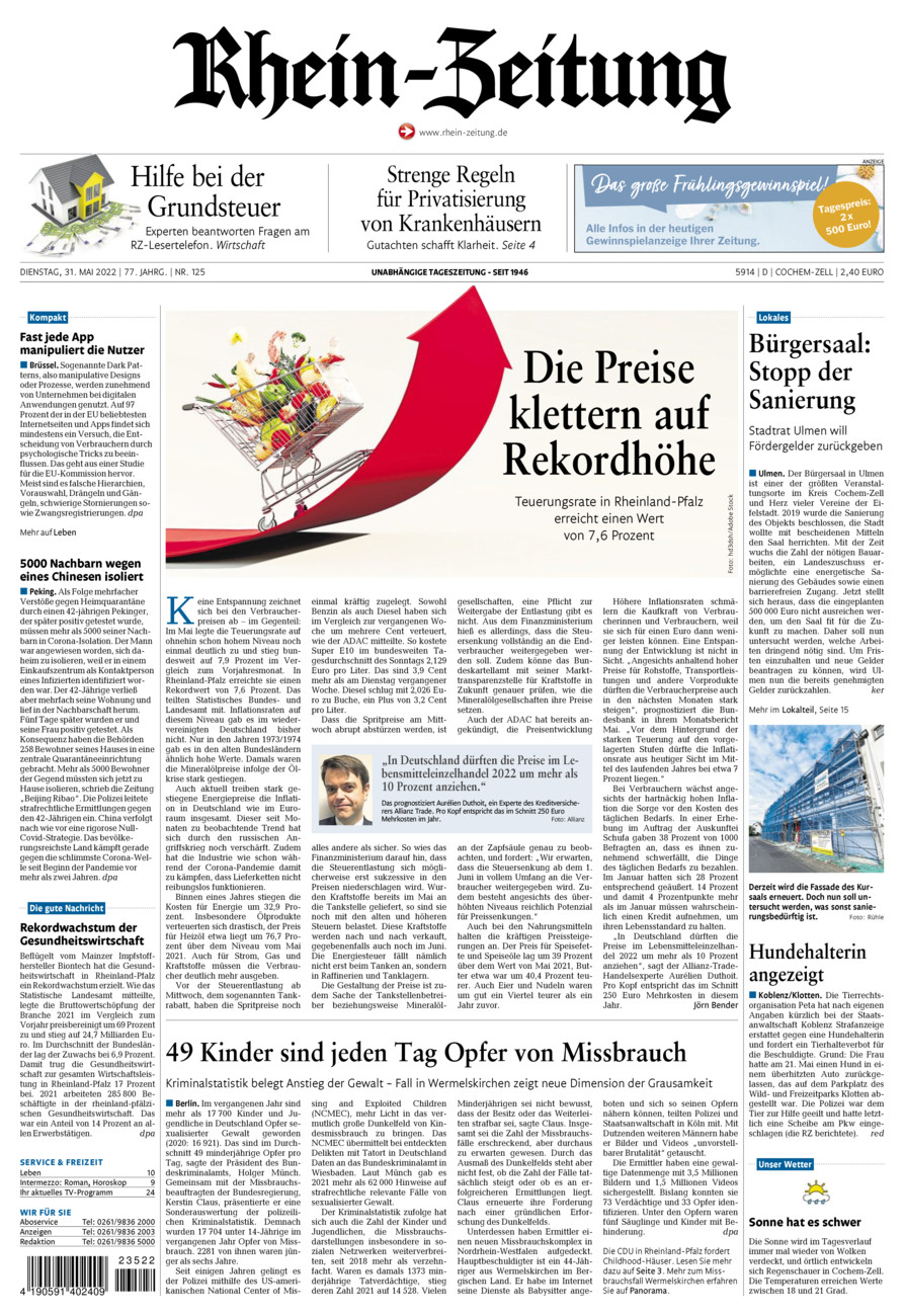 Rhein-Zeitung Kreis Cochem-Zell vom Dienstag, 31.05.2022