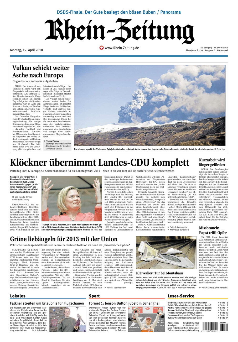 Rhein-Zeitung Kreis Cochem-Zell vom Montag, 19.04.2010