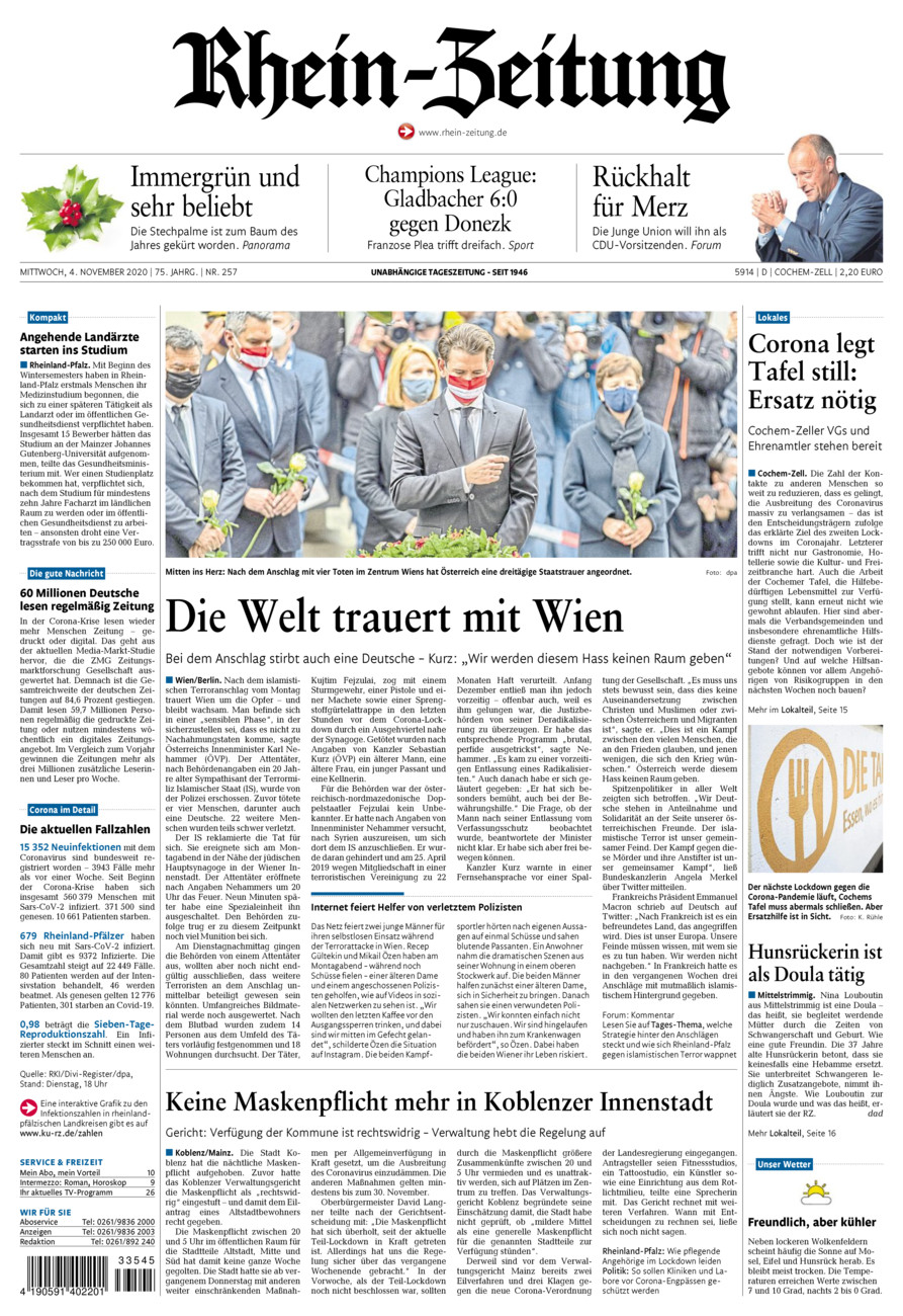 Rhein-Zeitung Kreis Cochem-Zell vom Mittwoch, 04.11.2020