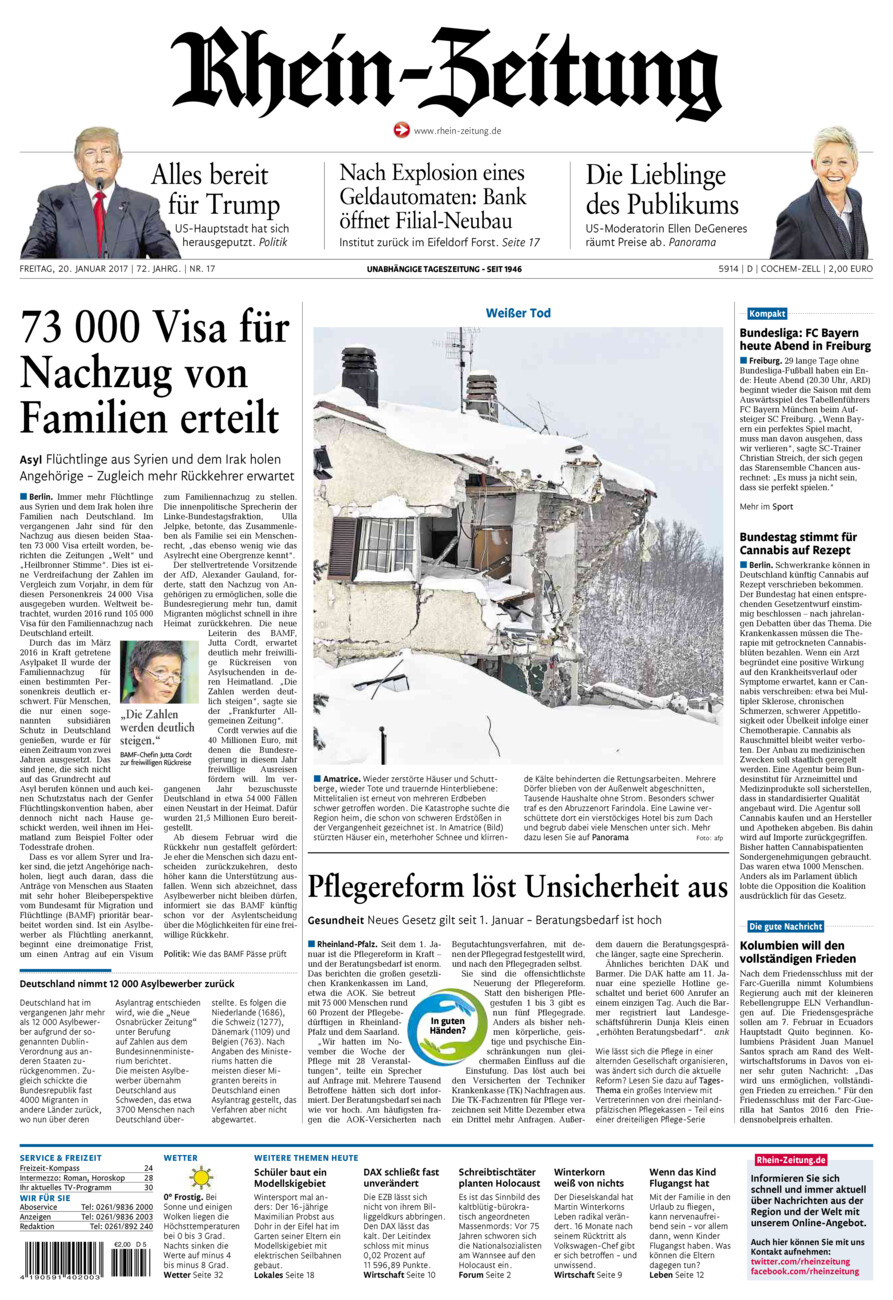 Rhein-Zeitung Kreis Cochem-Zell vom Freitag, 20.01.2017
