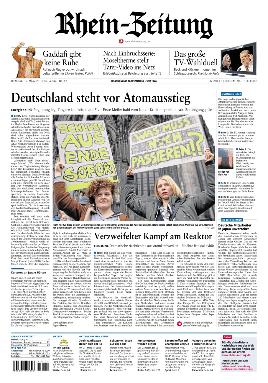 Rhein-Zeitung Kreis Cochem-Zell vom Dienstag, 15.03.2011