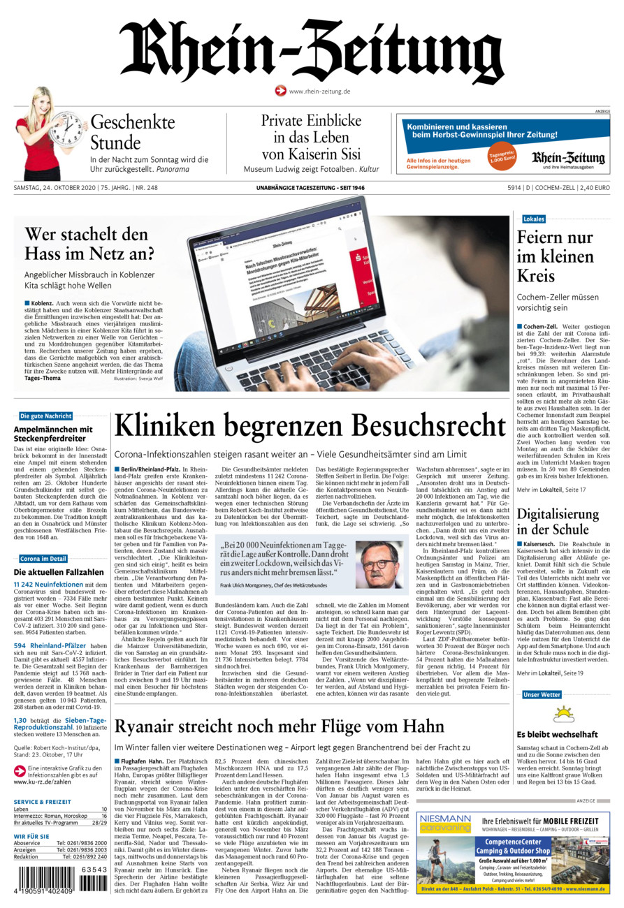 Rhein-Zeitung Kreis Cochem-Zell vom Samstag, 24.10.2020