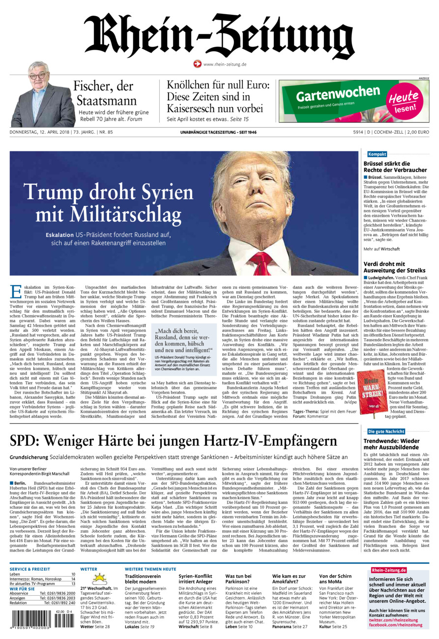 Rhein-Zeitung Kreis Cochem-Zell vom Donnerstag, 12.04.2018