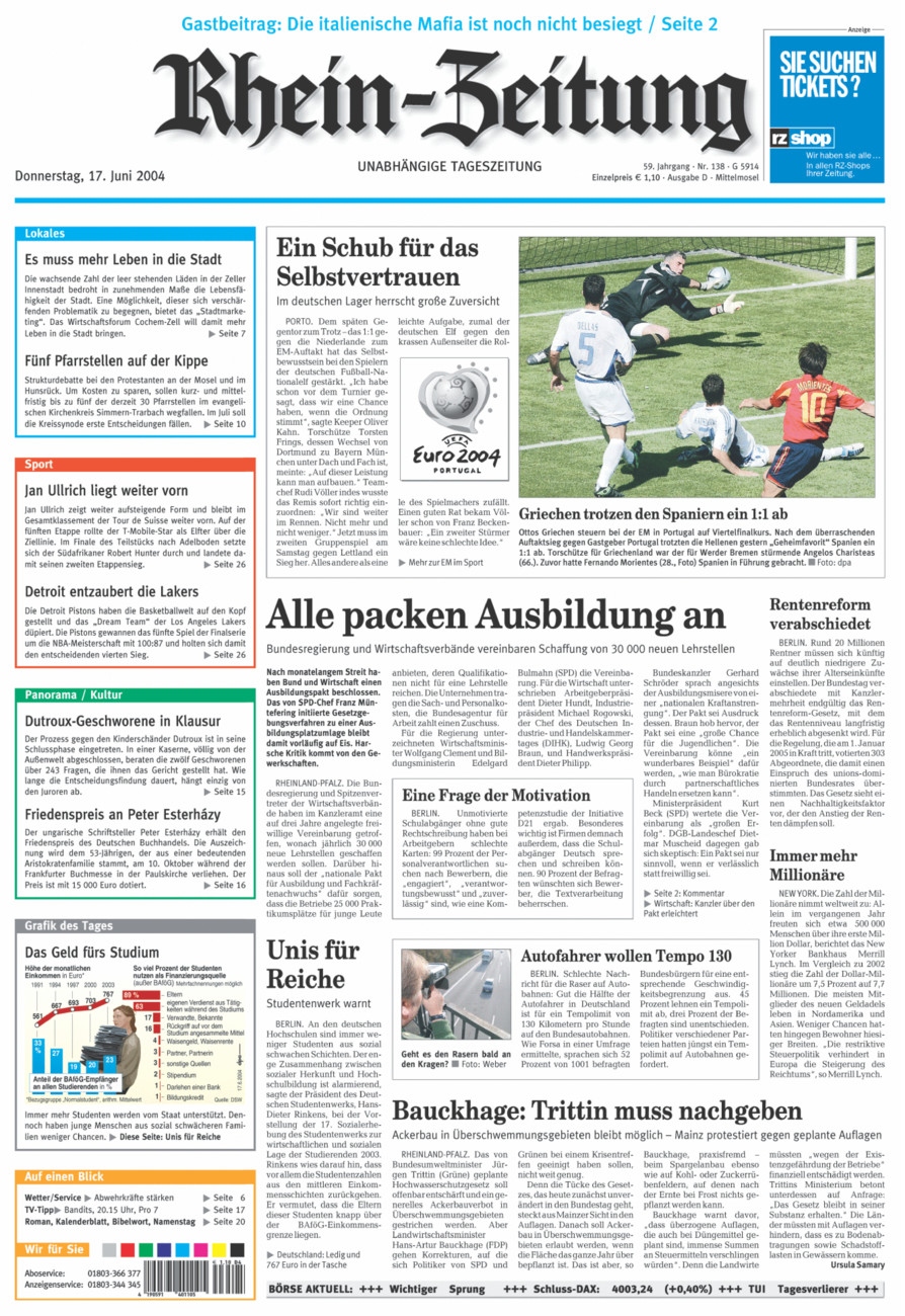Rhein-Zeitung Kreis Cochem-Zell vom Donnerstag, 17.06.2004