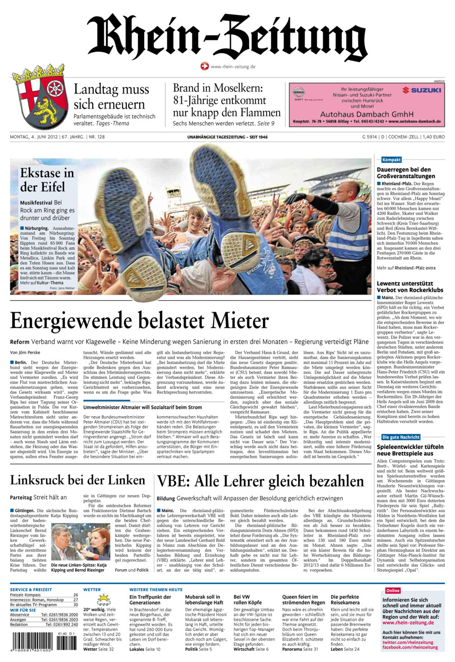 Rhein-Zeitung Kreis Cochem-Zell vom Montag, 04.06.2012