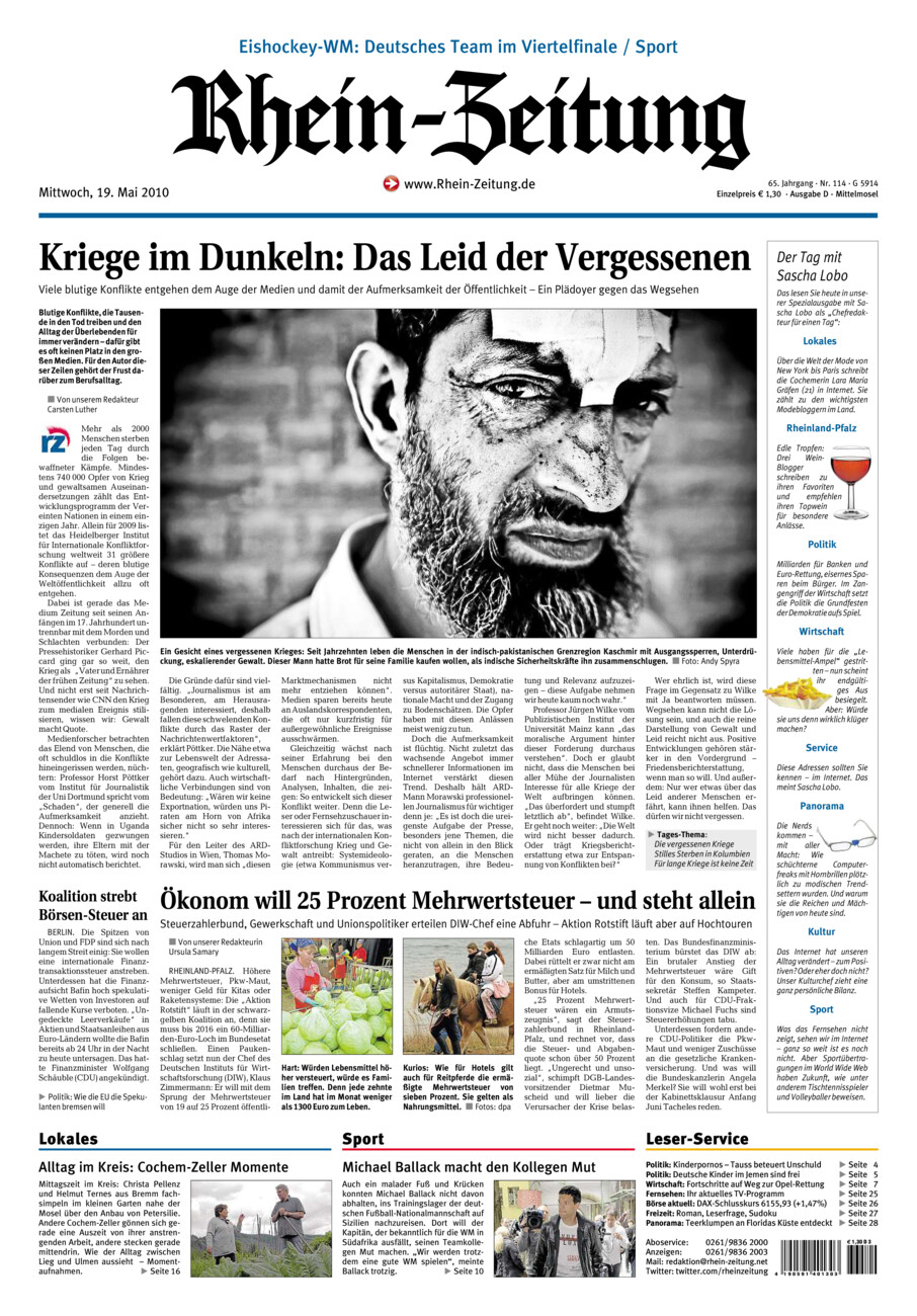 Rhein-Zeitung Kreis Cochem-Zell vom Mittwoch, 19.05.2010