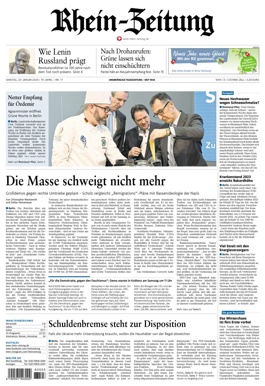 Rhein-Zeitung Kreis Cochem-Zell vom Samstag, 20.01.2024