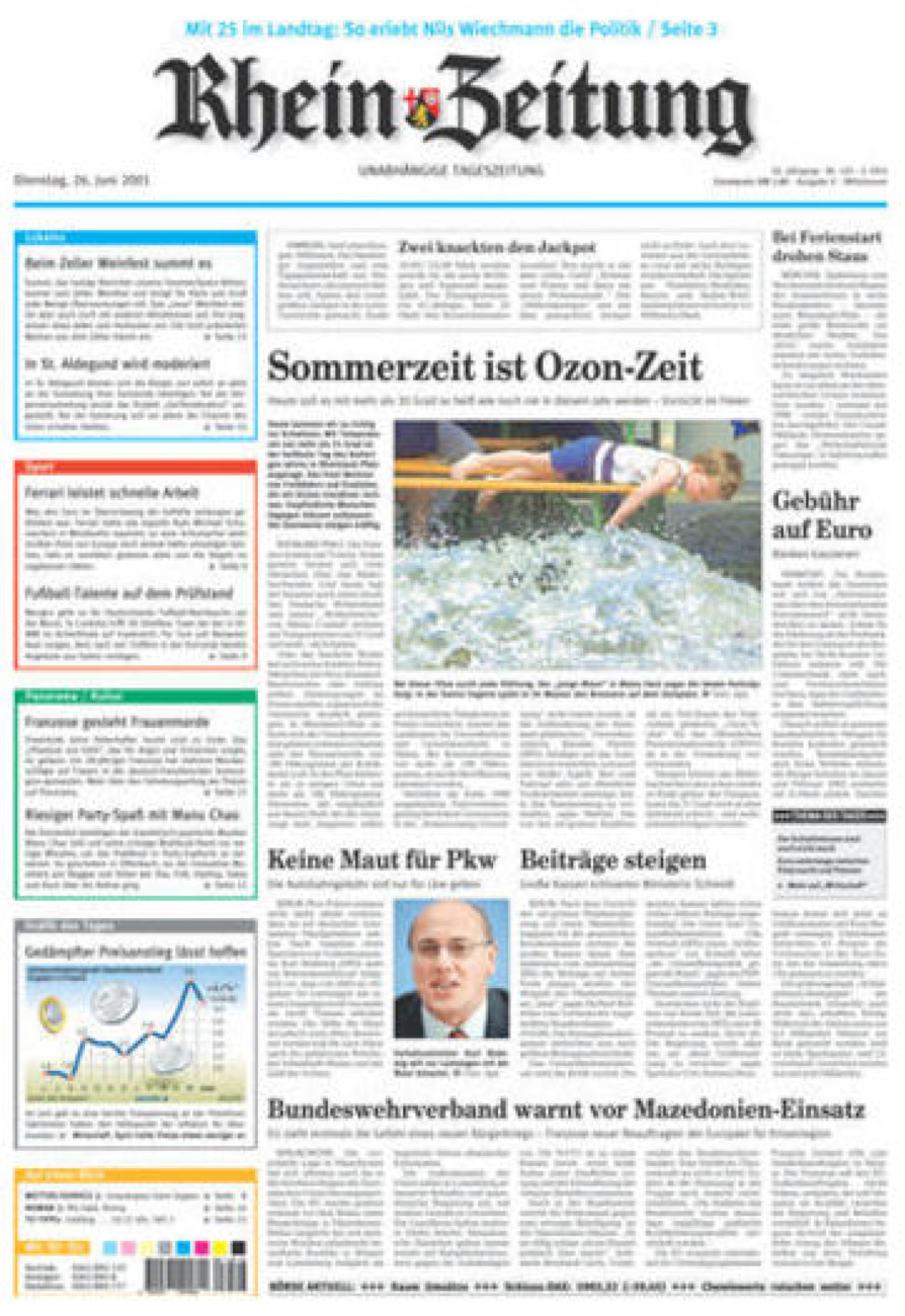 Rhein-Zeitung Kreis Cochem-Zell vom Dienstag, 26.06.2001