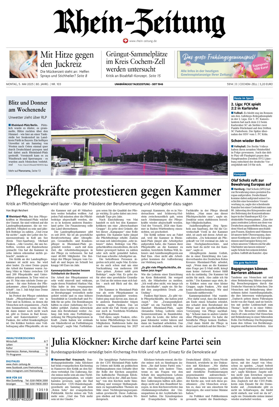Rhein-Zeitung Kreis Cochem-Zell vom Montag, 05.05.2025