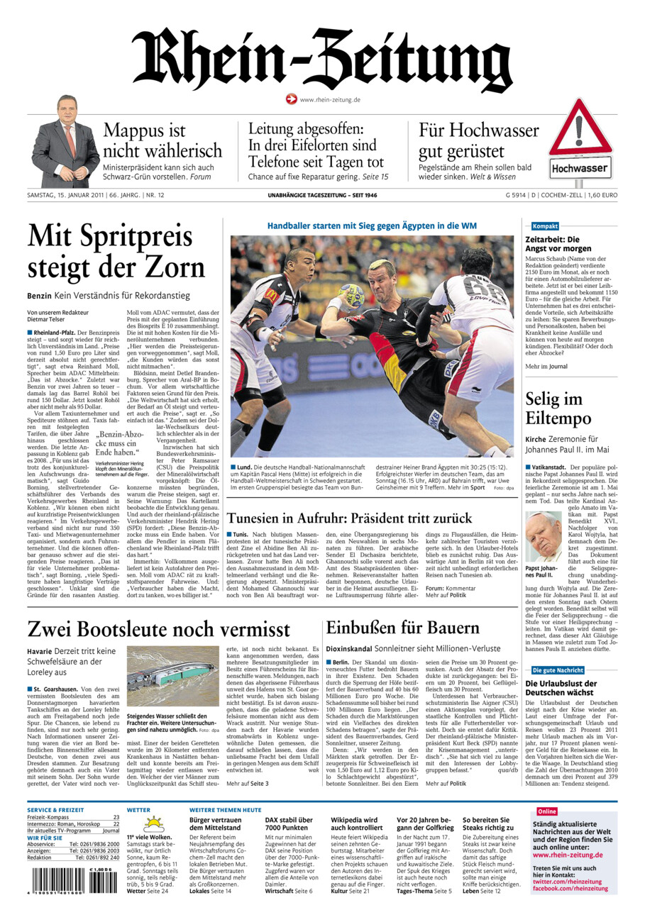 Rhein-Zeitung Kreis Cochem-Zell vom Samstag, 15.01.2011