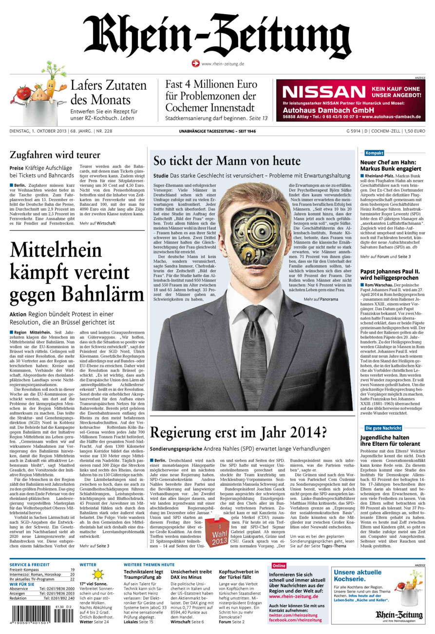 Rhein-Zeitung Kreis Cochem-Zell vom Dienstag, 01.10.2013