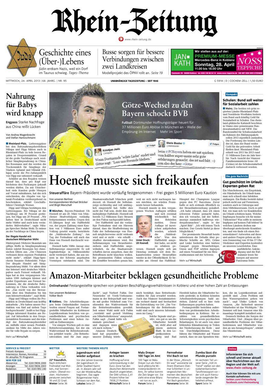 Rhein-Zeitung Kreis Cochem-Zell vom Mittwoch, 24.04.2013