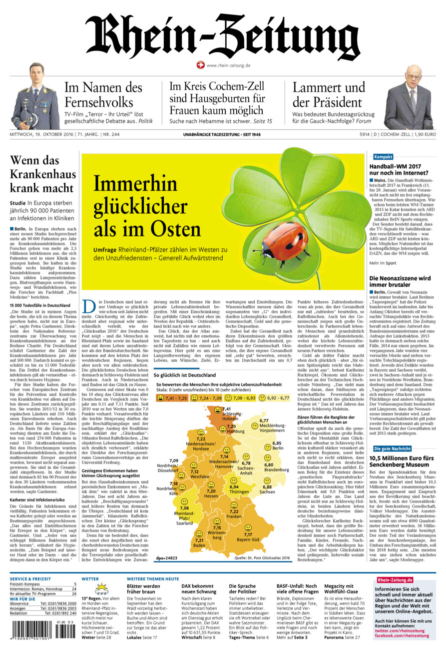 Rhein-Zeitung Kreis Cochem-Zell vom Mittwoch, 19.10.2016