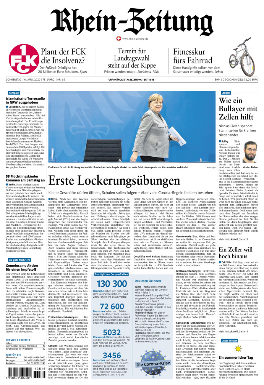Rhein-Zeitung Kreis Cochem-Zell vom Donnerstag, 16.04.2020
