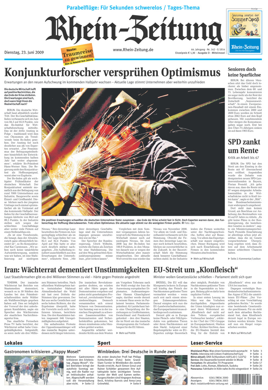 Rhein-Zeitung Kreis Cochem-Zell vom Dienstag, 23.06.2009