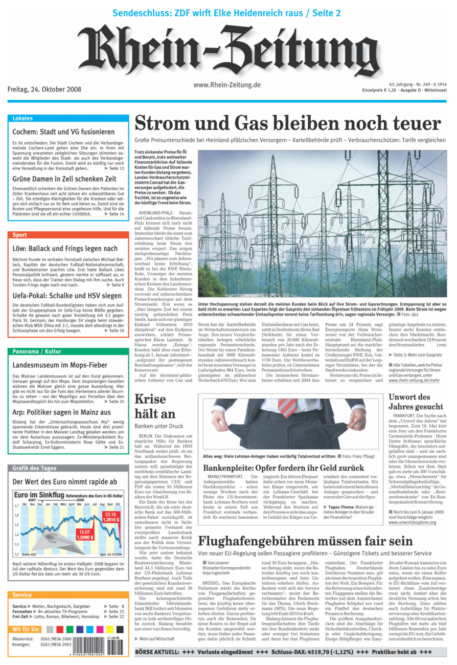 Rhein-Zeitung Kreis Cochem-Zell vom Freitag, 24.10.2008