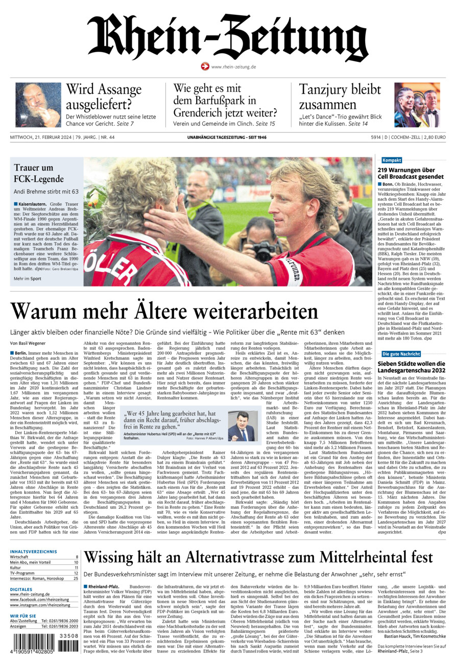 Rhein-Zeitung Kreis Cochem-Zell vom Mittwoch, 21.02.2024