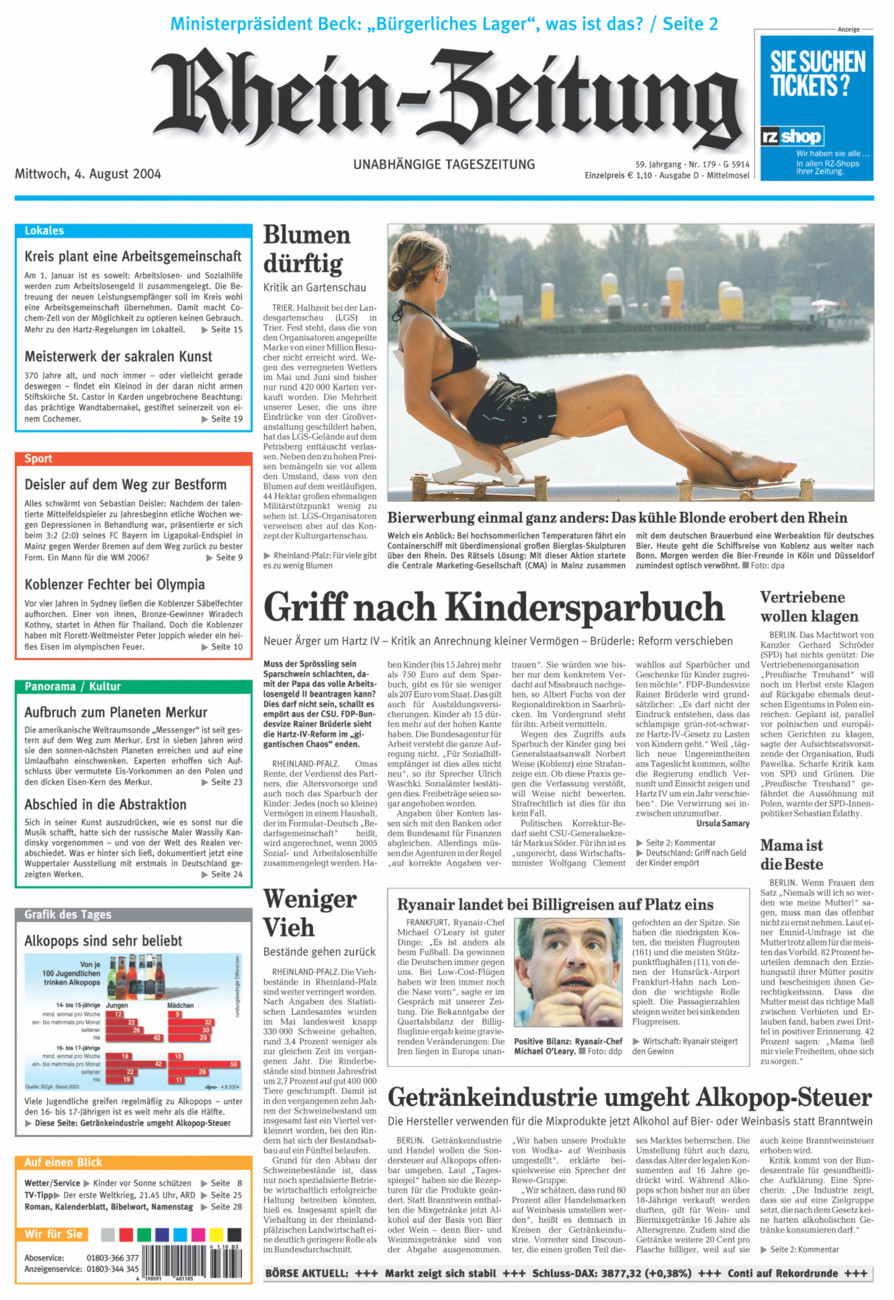 Rhein-Zeitung Kreis Cochem-Zell vom Mittwoch, 04.08.2004