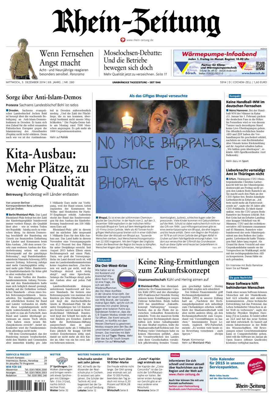 Rhein-Zeitung Kreis Cochem-Zell vom Mittwoch, 03.12.2014