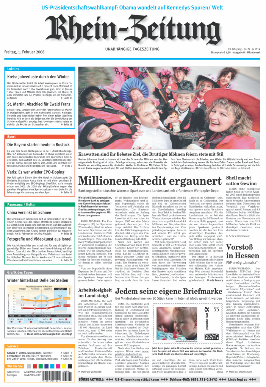 Rhein-Zeitung Kreis Cochem-Zell vom Freitag, 01.02.2008