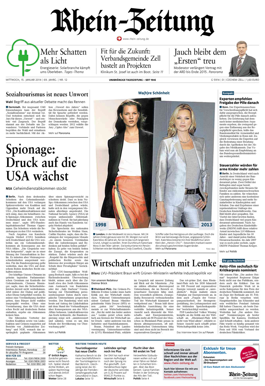 Rhein-Zeitung Kreis Cochem-Zell vom Mittwoch, 15.01.2014