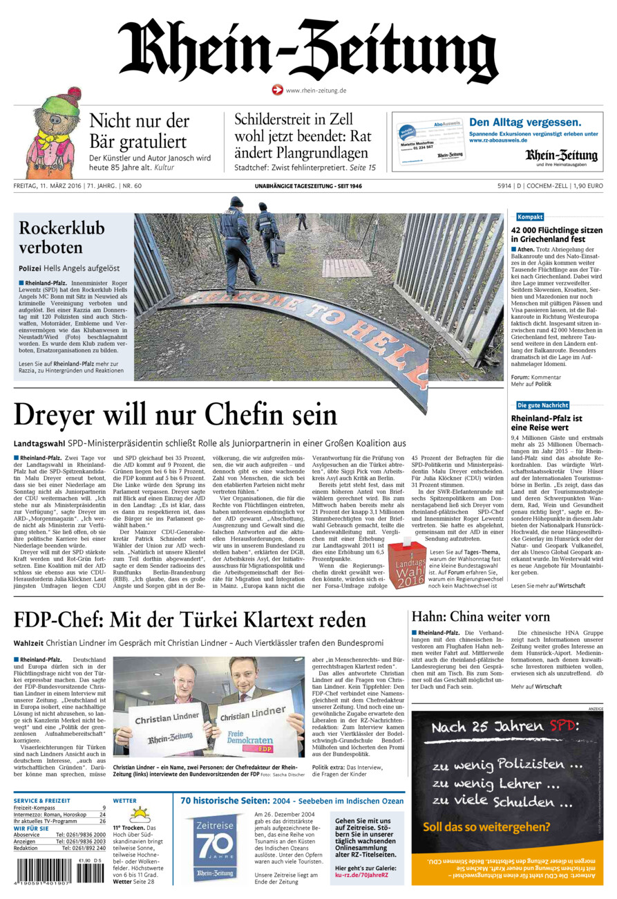Rhein-Zeitung Kreis Cochem-Zell vom Freitag, 11.03.2016
