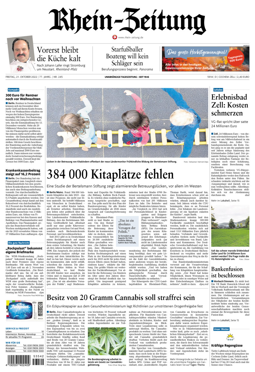 Rhein-Zeitung Kreis Cochem-Zell vom Freitag, 21.10.2022