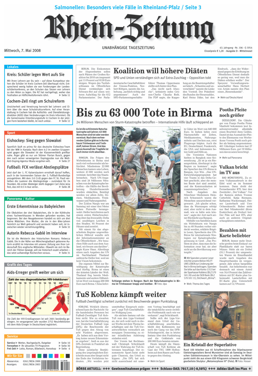 Rhein-Zeitung Kreis Cochem-Zell vom Mittwoch, 07.05.2008