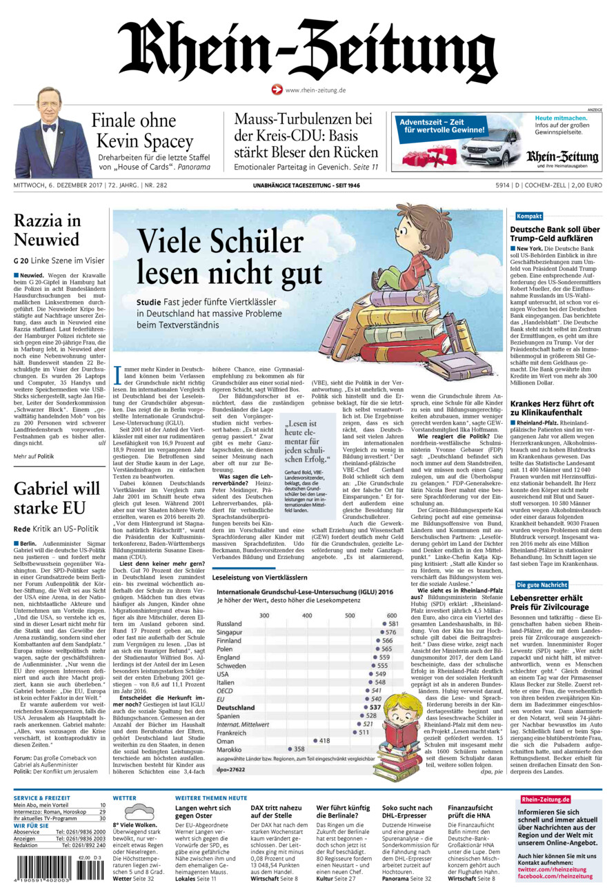 Rhein-Zeitung Kreis Cochem-Zell vom Mittwoch, 06.12.2017
