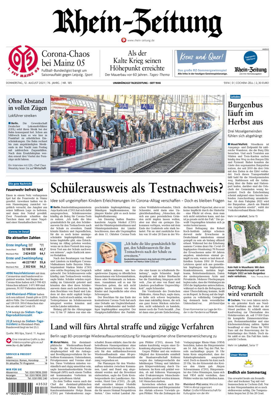 Rhein-Zeitung Kreis Cochem-Zell vom Donnerstag, 12.08.2021