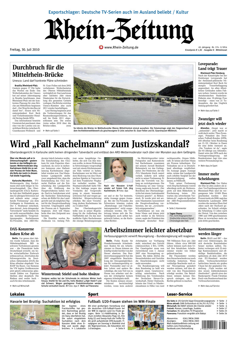 Rhein-Zeitung Kreis Cochem-Zell vom Freitag, 30.07.2010