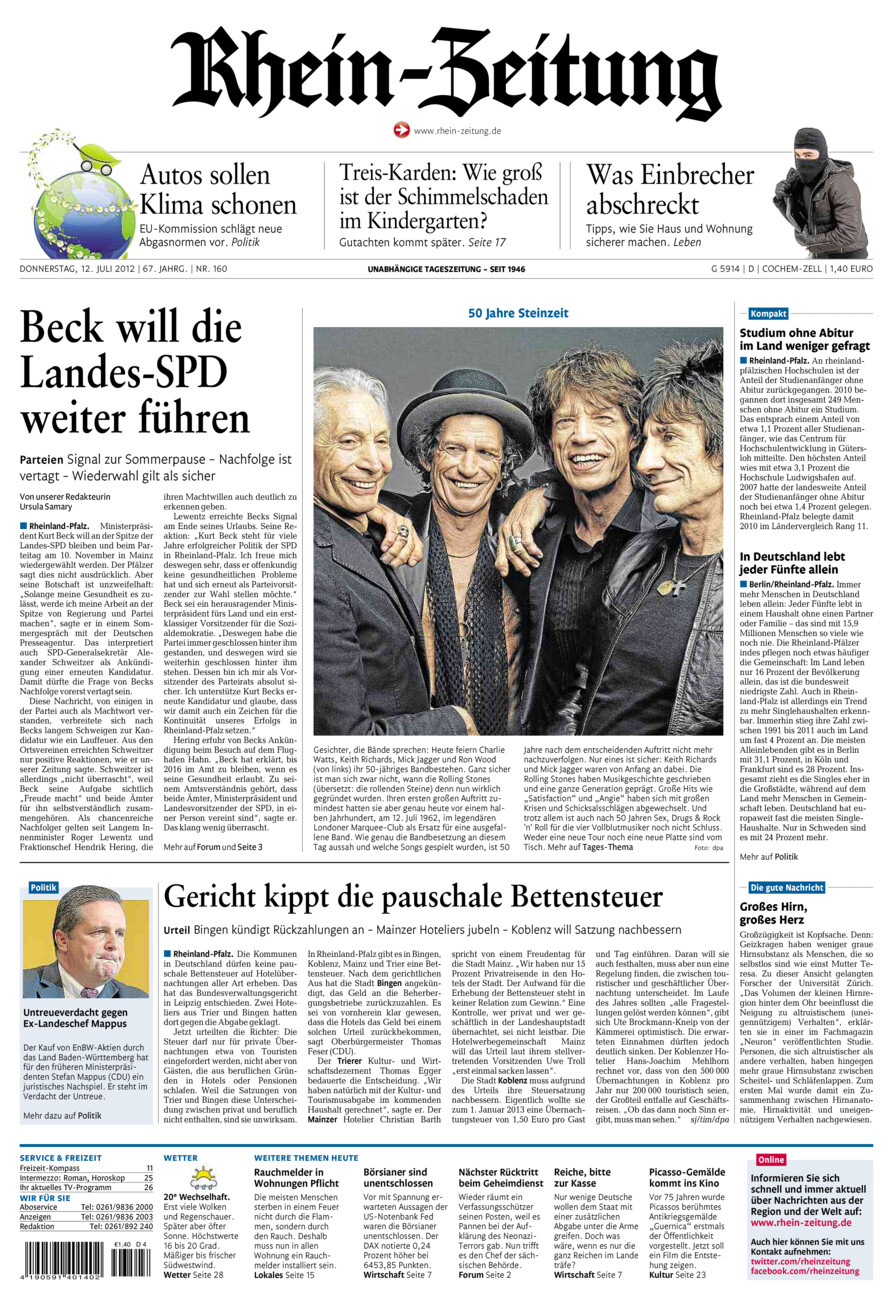 Rhein-Zeitung Kreis Cochem-Zell vom Donnerstag, 12.07.2012