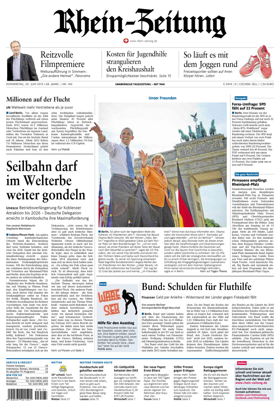 Rhein-Zeitung Kreis Cochem-Zell vom Donnerstag, 20.06.2013
