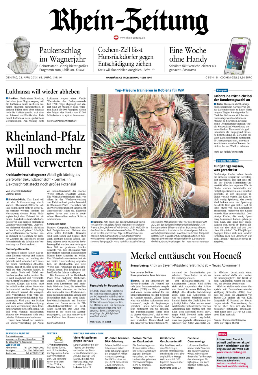 Rhein-Zeitung Kreis Cochem-Zell vom Dienstag, 23.04.2013