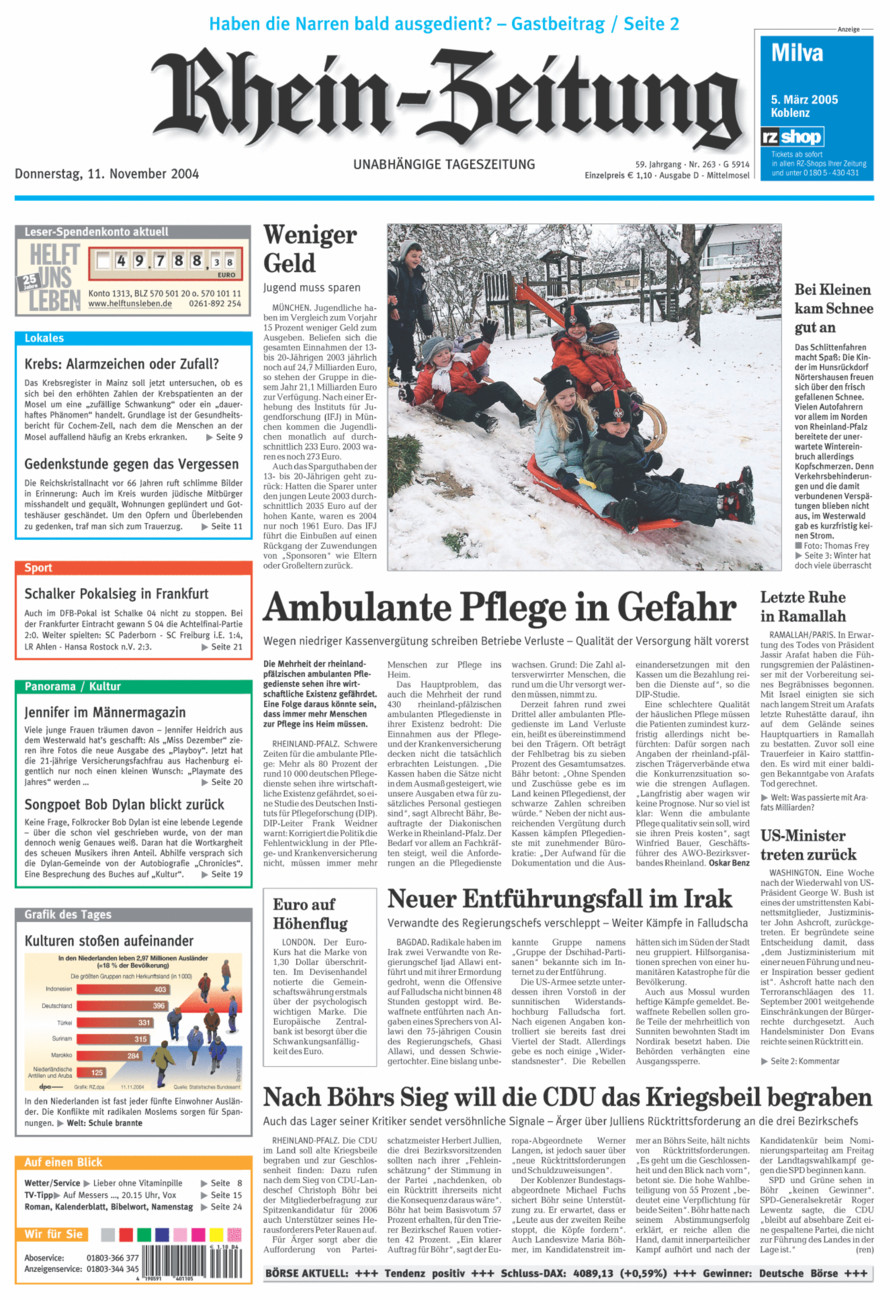 Rhein-Zeitung Kreis Cochem-Zell vom Donnerstag, 11.11.2004