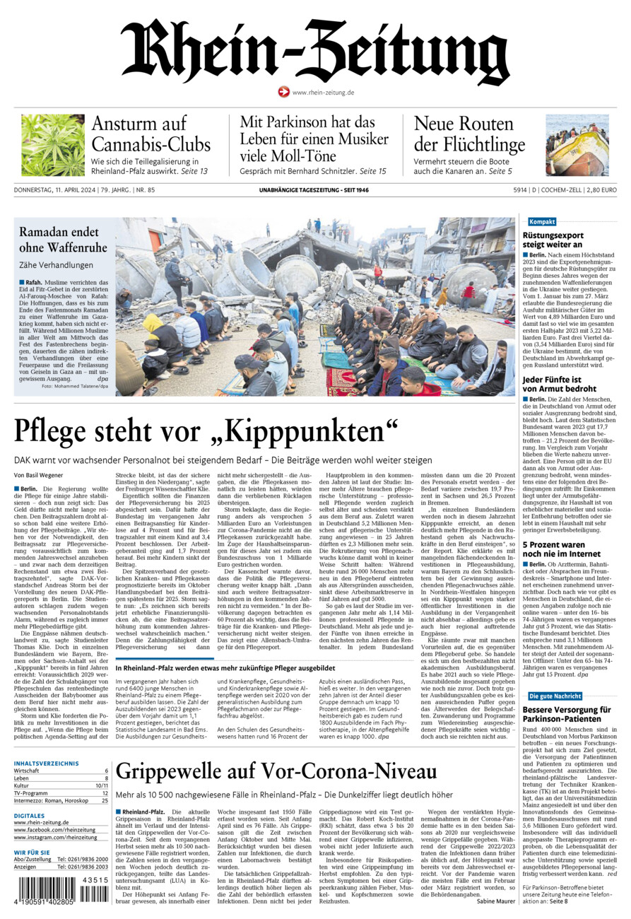 Rhein-Zeitung Kreis Cochem-Zell vom Donnerstag, 11.04.2024