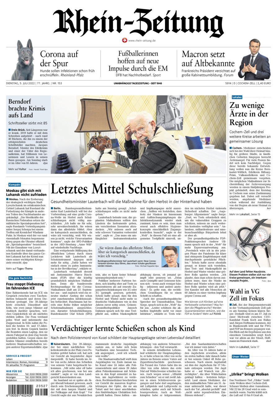 Rhein-Zeitung Kreis Cochem-Zell vom Dienstag, 05.07.2022