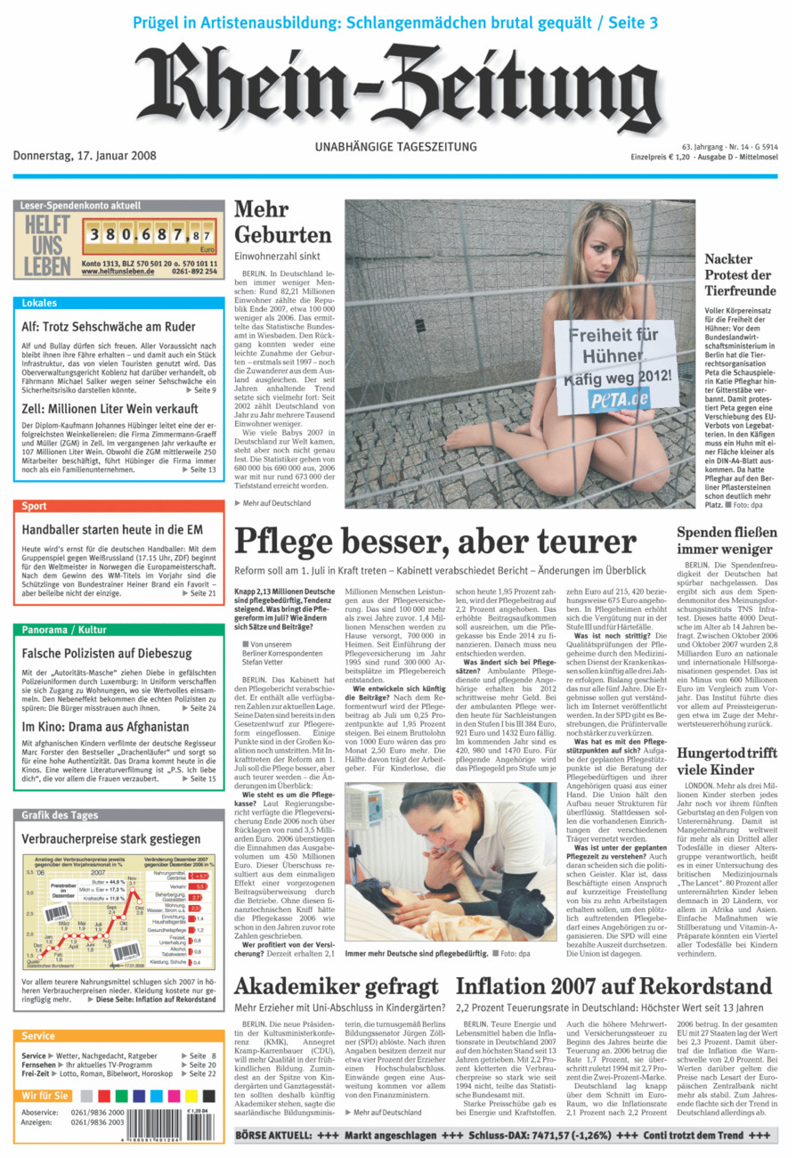 Rhein-Zeitung Kreis Cochem-Zell vom Donnerstag, 17.01.2008