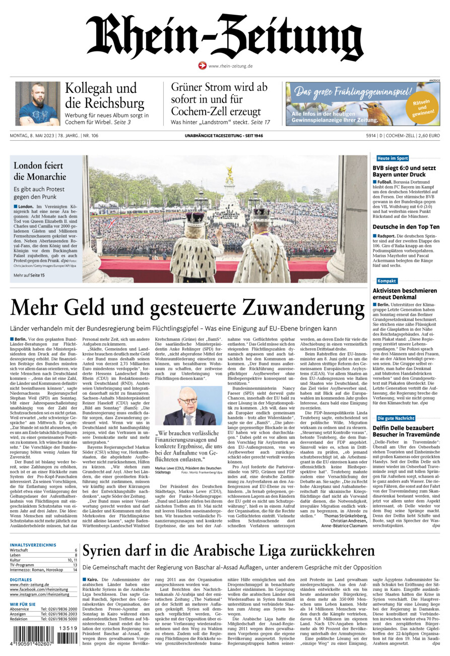Rhein-Zeitung Kreis Cochem-Zell vom Montag, 08.05.2023