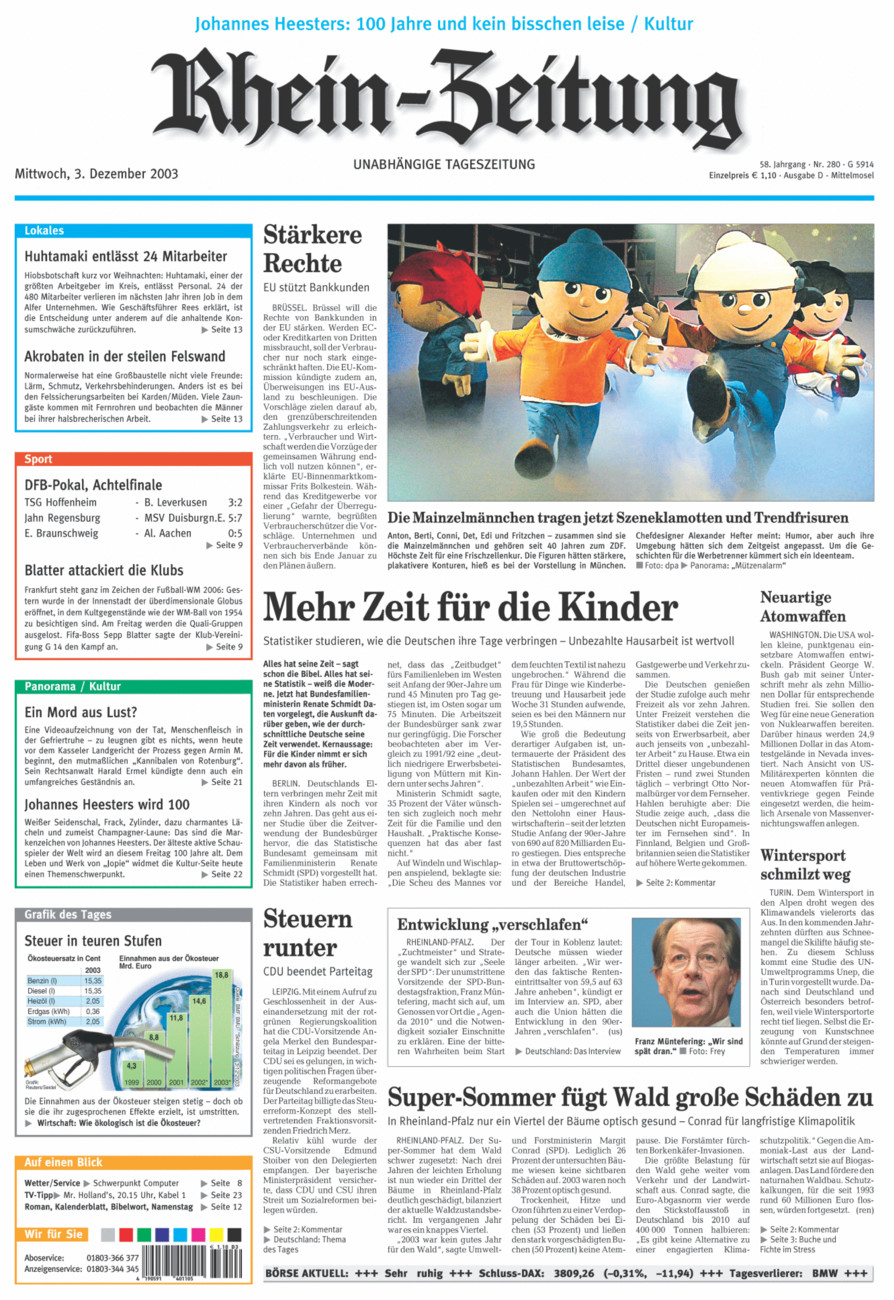 Rhein-Zeitung Kreis Cochem-Zell vom Mittwoch, 03.12.2003