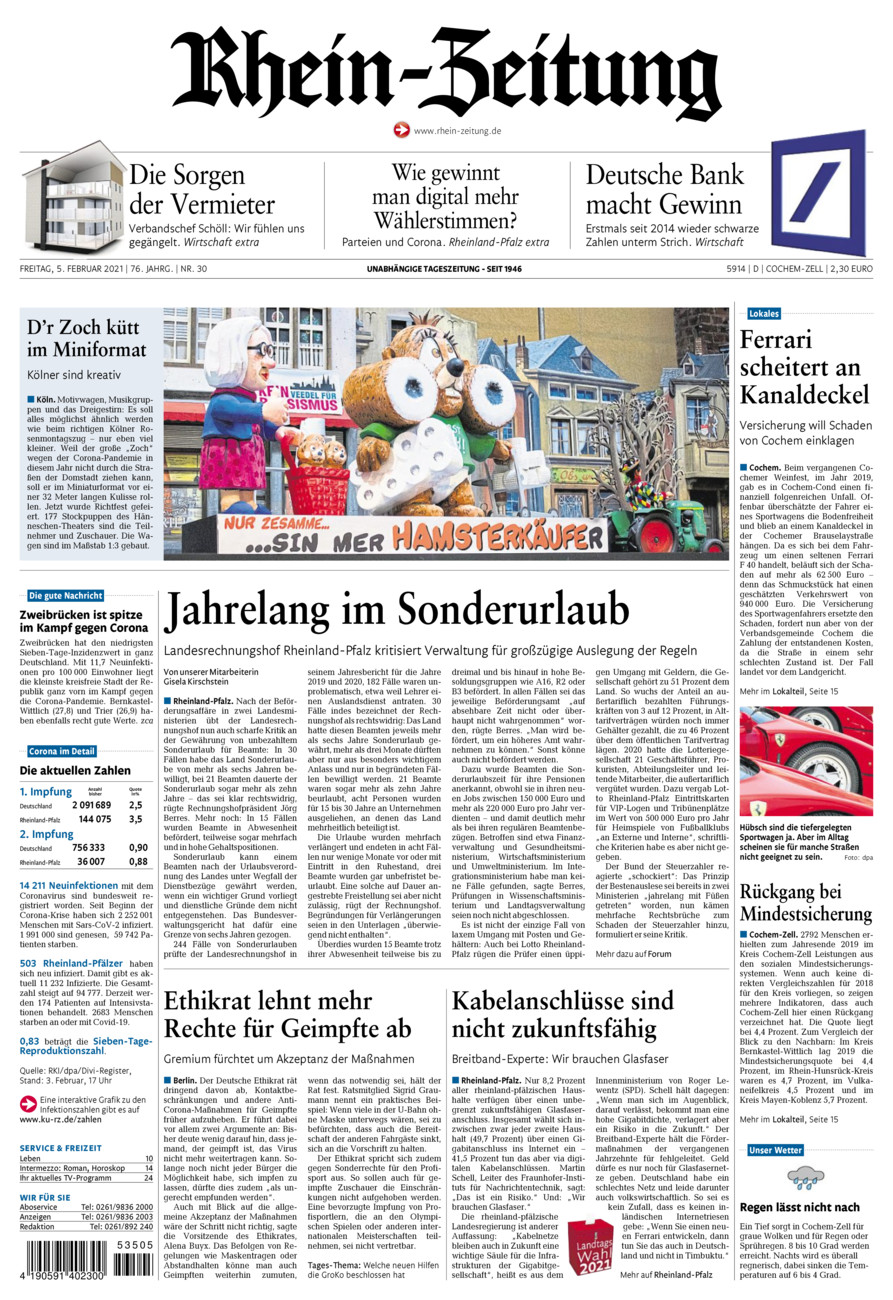 Rhein-Zeitung Kreis Cochem-Zell vom Freitag, 05.02.2021