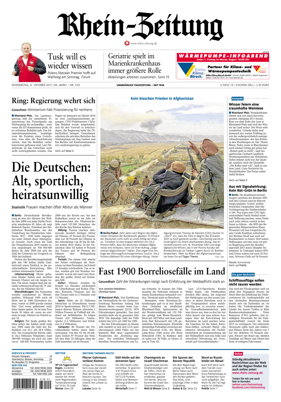 Rhein-Zeitung Kreis Cochem-Zell vom Donnerstag, 06.10.2011