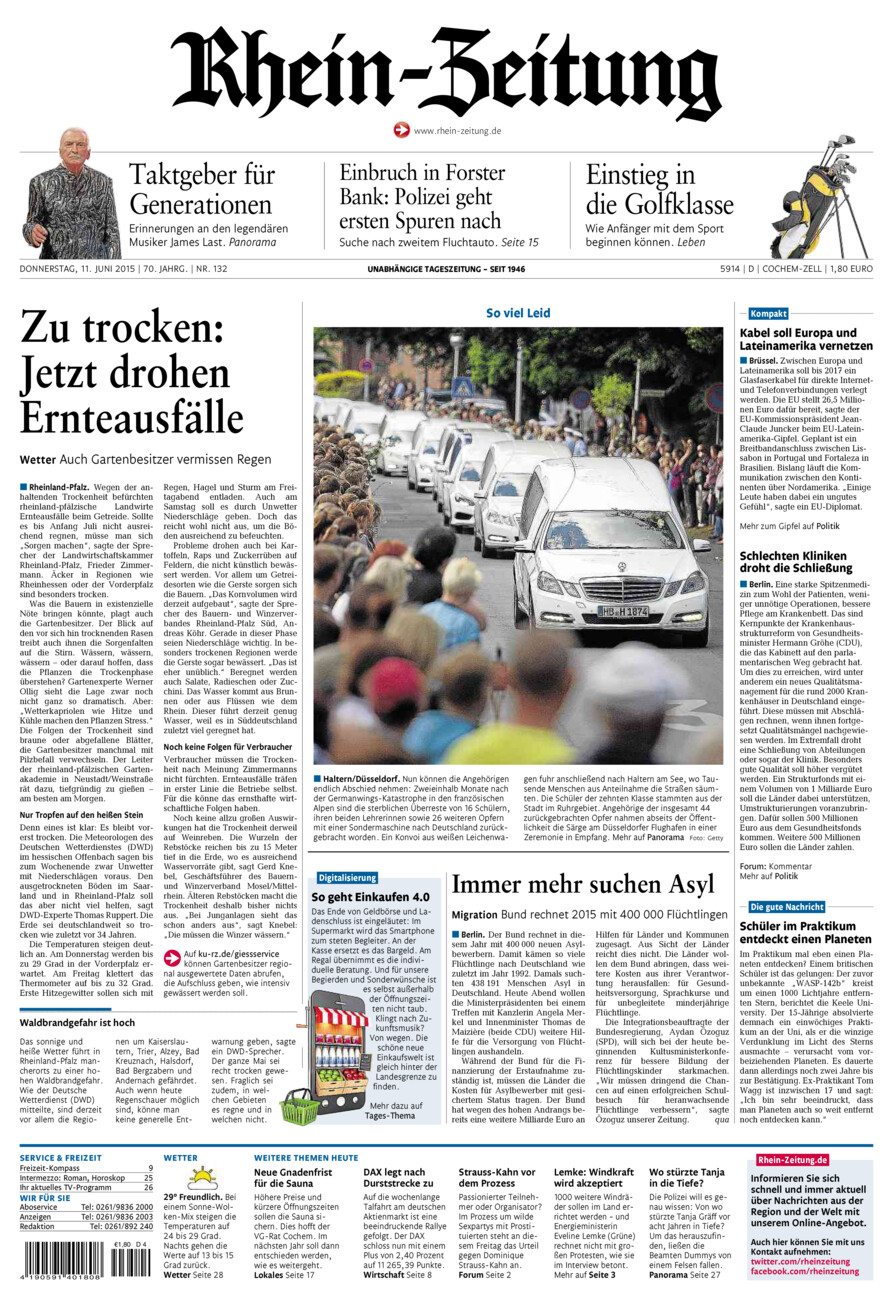 Rhein-Zeitung Kreis Cochem-Zell vom Donnerstag, 11.06.2015