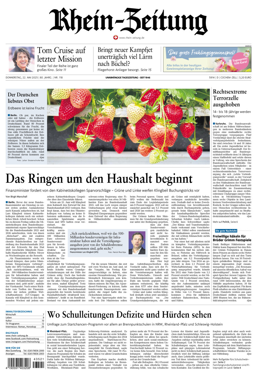 Rhein-Zeitung Kreis Cochem-Zell vom Donnerstag, 22.05.2025