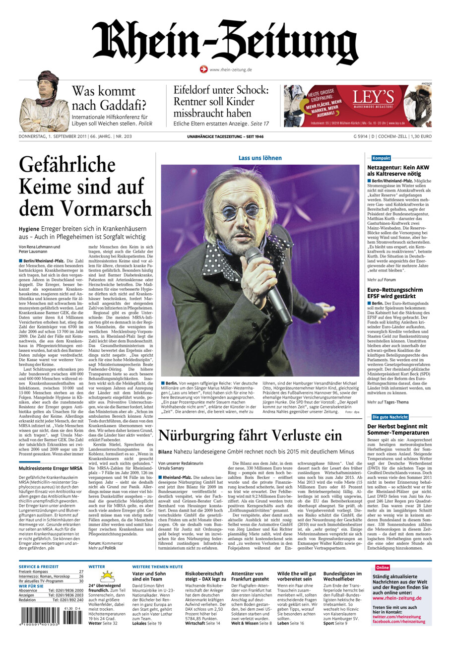 Rhein-Zeitung Kreis Cochem-Zell vom Donnerstag, 01.09.2011