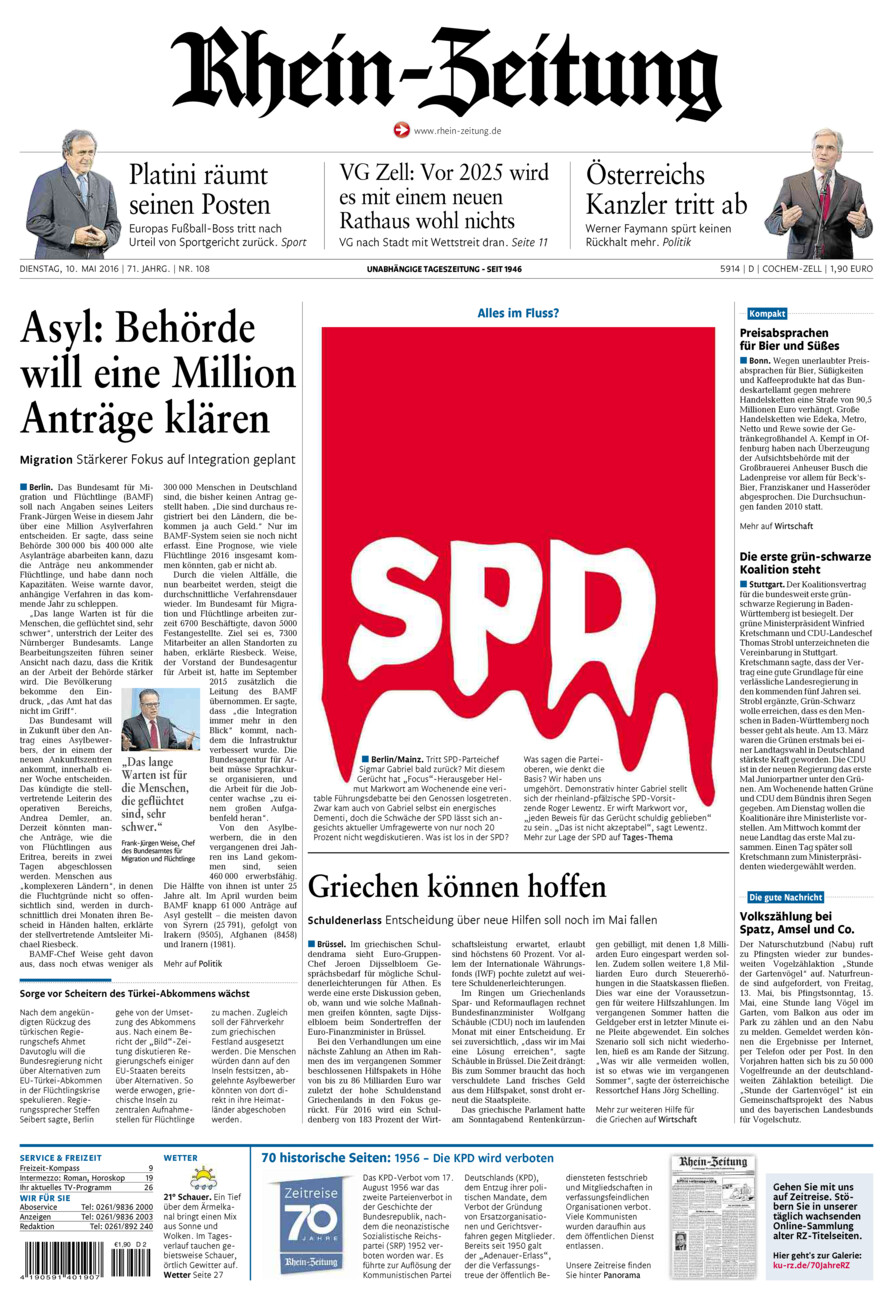 Rhein-Zeitung Kreis Cochem-Zell vom Dienstag, 10.05.2016