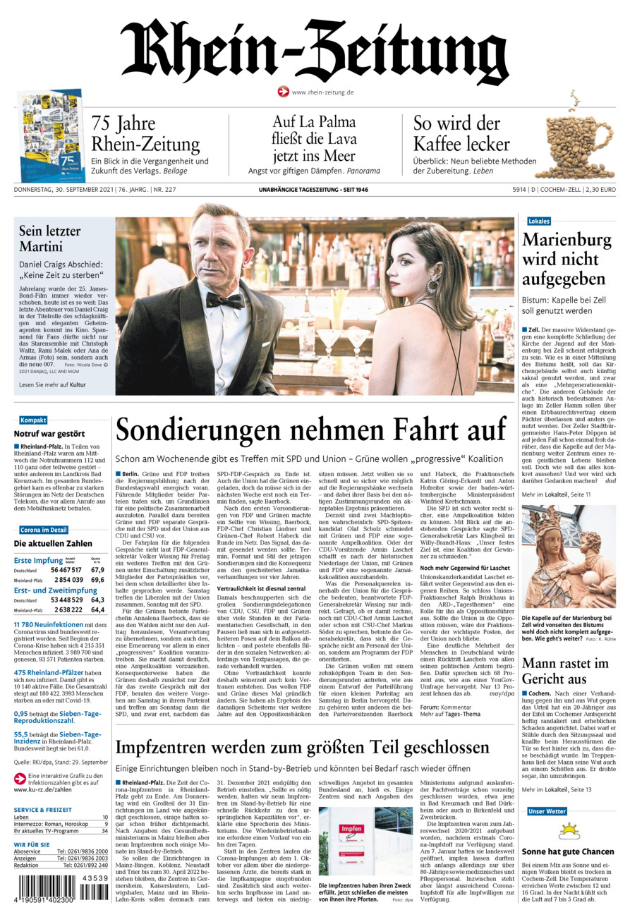 Rhein-Zeitung Kreis Cochem-Zell vom Donnerstag, 30.09.2021