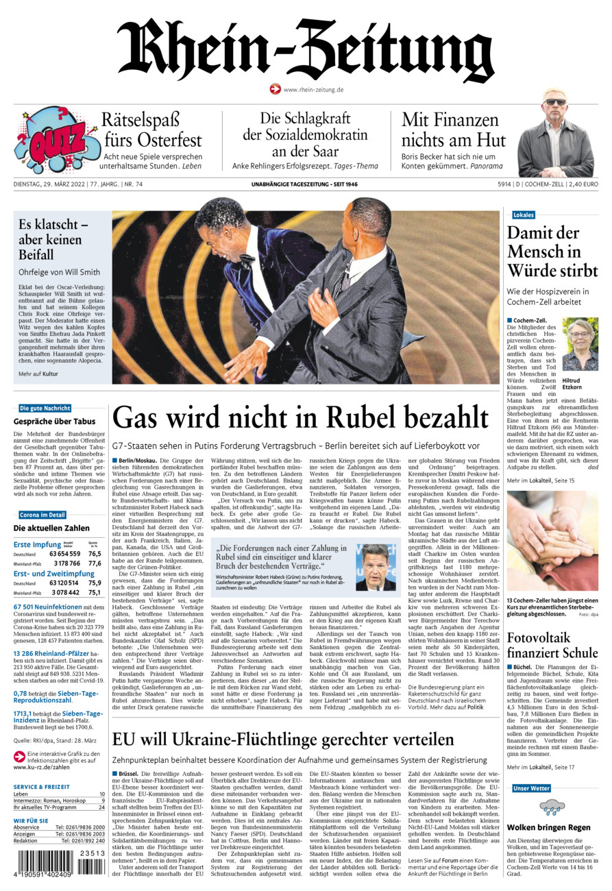 Rhein-Zeitung Kreis Cochem-Zell vom Dienstag, 29.03.2022