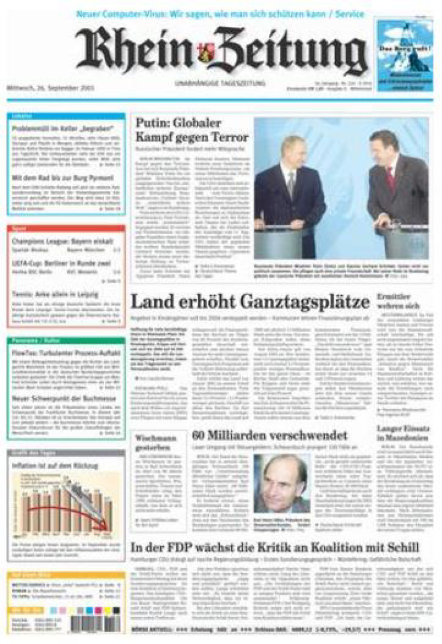 Rhein-Zeitung Kreis Cochem-Zell vom Mittwoch, 26.09.2001